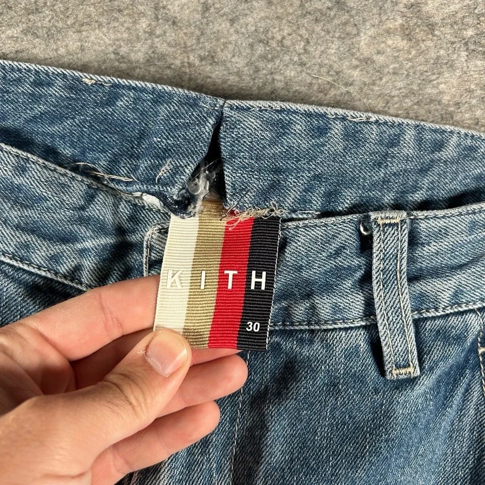 Kith Jeans Mens 30x32 Blue Patchwork Pockets Cargo Streetwear Urban Field Pant
